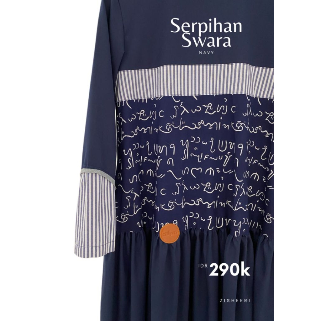 SERPIHAN SWARA NAVY by zisheeri✔️tunik motif, tunik katun, tunik simple, tunik bagus