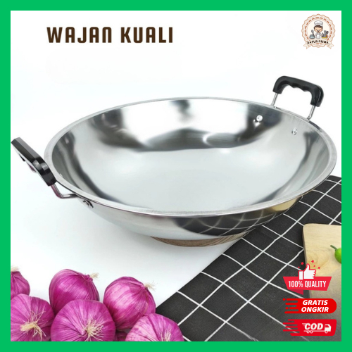 Dapur Prima - Wajan Kuali Penggorengan Wok Pan Stainless Steel Tebal Anti Lengket Cookware Kitchenwa