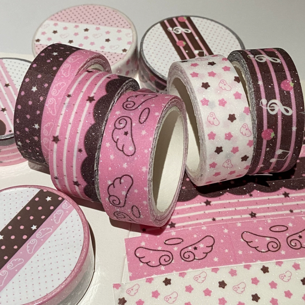 

washi tape pink brown angel wings y2k