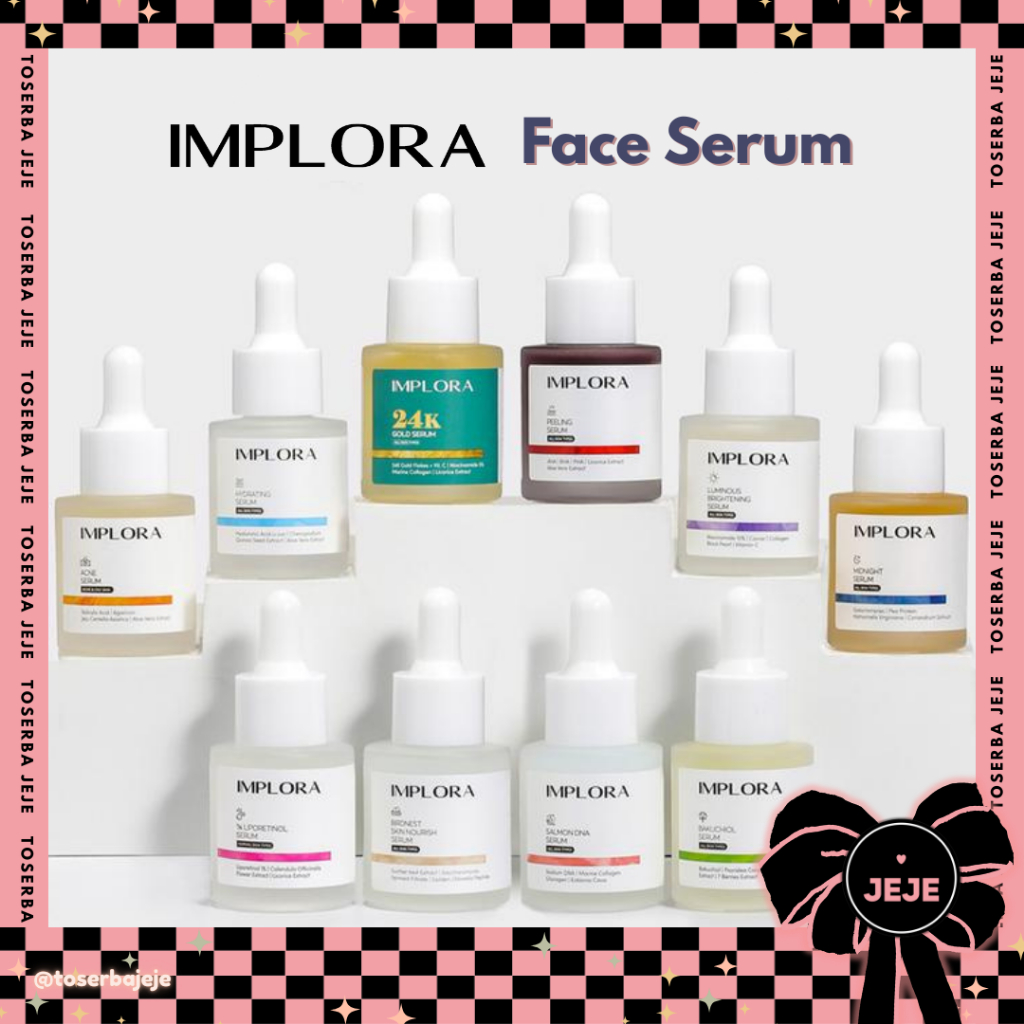 IMPLORA Face Serum 20ml | Serum Sunscreen Wajah Brightening Hydrating 24K Gold Bakuchiol Retinol