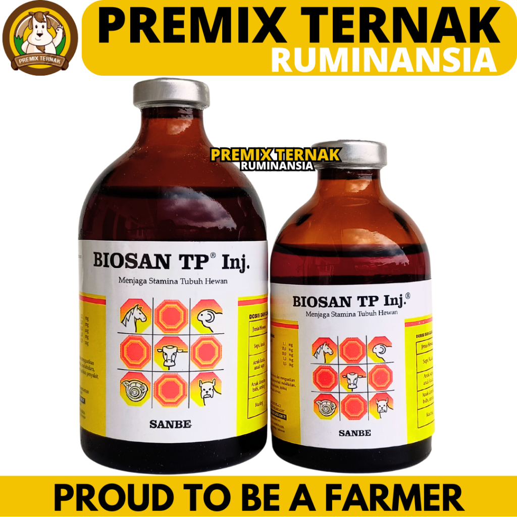 BIOSAN TP INJ 100ML & BIOSAN TP INJ 50ML - Meningkatkan Stamina Daya Tahan Hewan SANBE