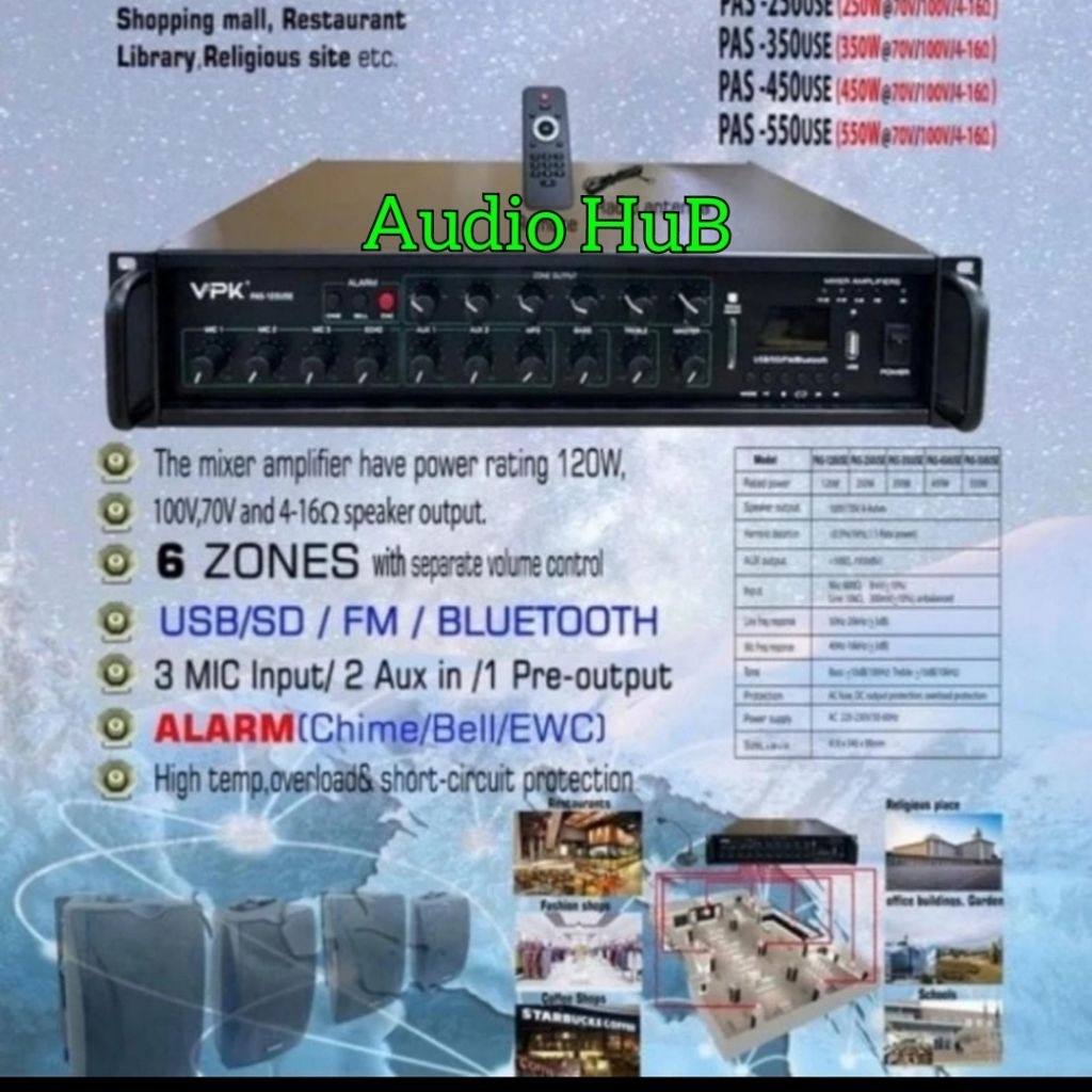 Ampli VPK PAS 550USE / PAS550USE Amplifier 6 Zones  Original 550 Watt