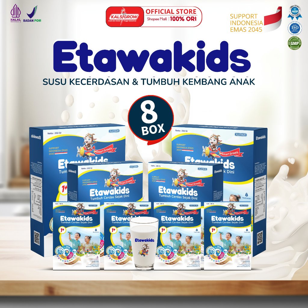 

Etawakids Platinum – Susu Etawa Anak DHA Omega untuk Tumbuh Kembang Optimal - Kemasan 250 gr Paket 8