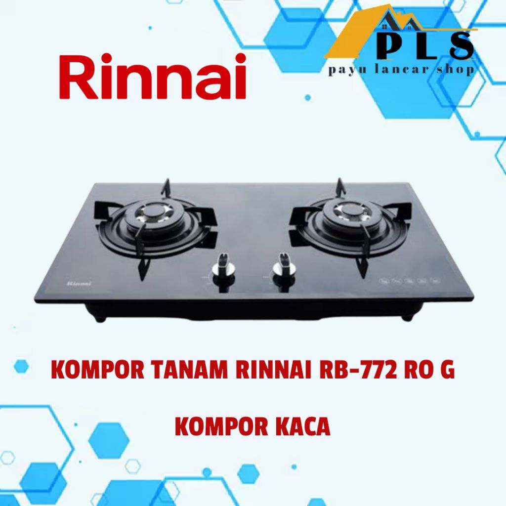 RINNAI kompor tanam kaca RB 772 RO G, kompor gas rinai RB772rog