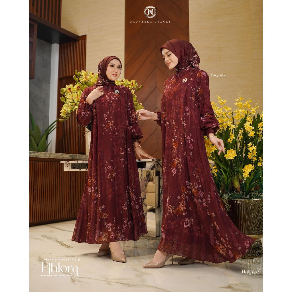 Ethlora Dress & Midi Dress [RUBBY WINE]  ORI by Nadheera Luxury