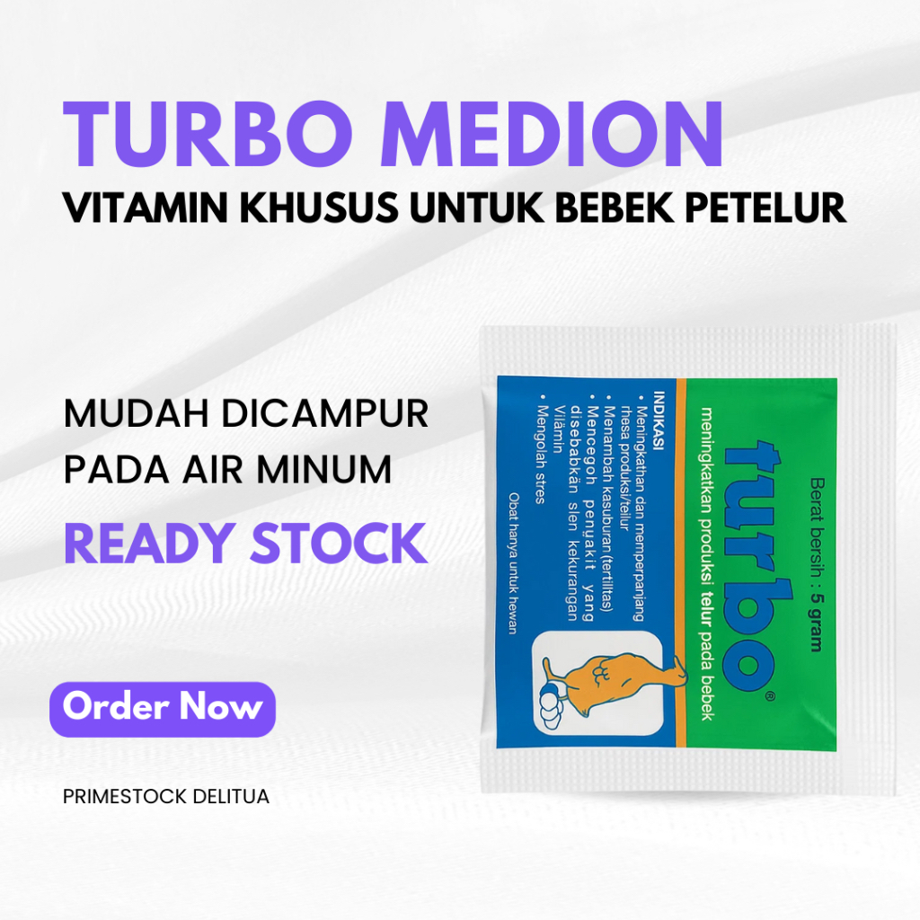 Turbo Sachet 5gr: Suplemen Perangsang Telur untuk Produksi dan Kesuburan Bebek