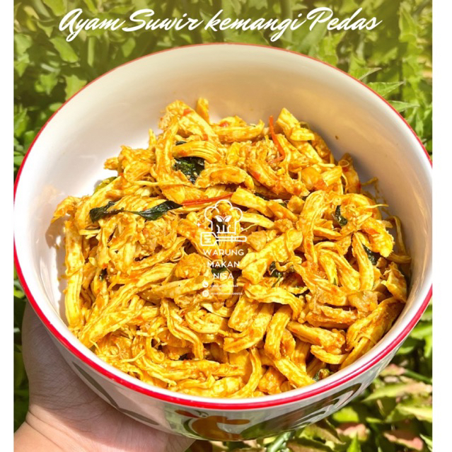 

Ayam Suwir Kemangi bumbu Pedas 250gr /masakan praktis sehat fresh