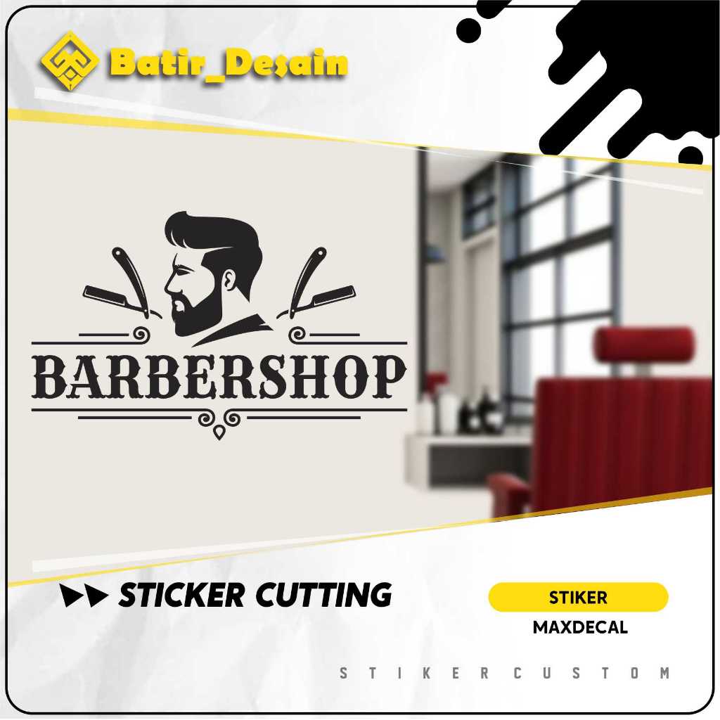WALL STIKER BARBERSHOP - STICKER DINDING PANGKAS RAMBUT - CUTTING STIKER POTONG RAMBUT