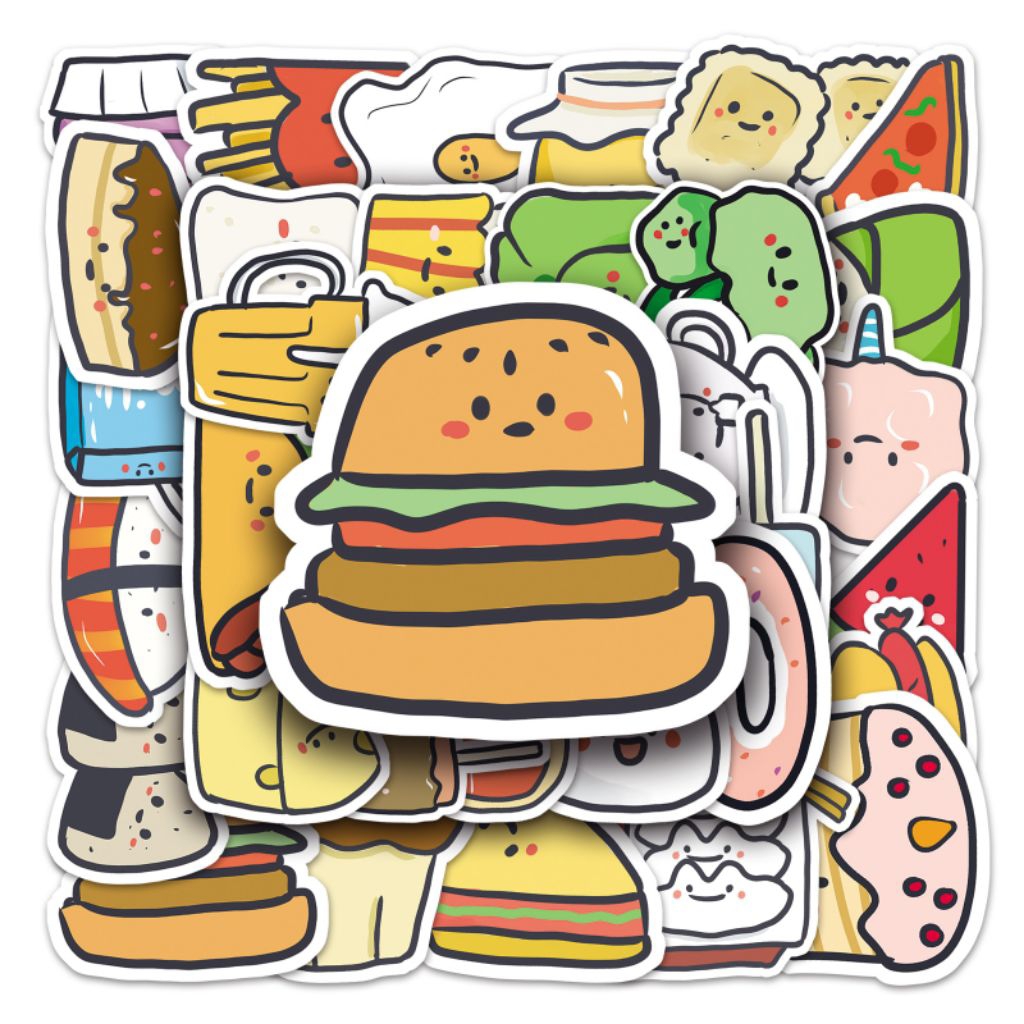 

[50 Pcs] DECO STICKER | STICKER DIY | JURNAL AESTHETIC [DS-228] MAKANAN Animasi Karakter Cartoon Sticker Koper, HP Laptop Tumbler Komputer