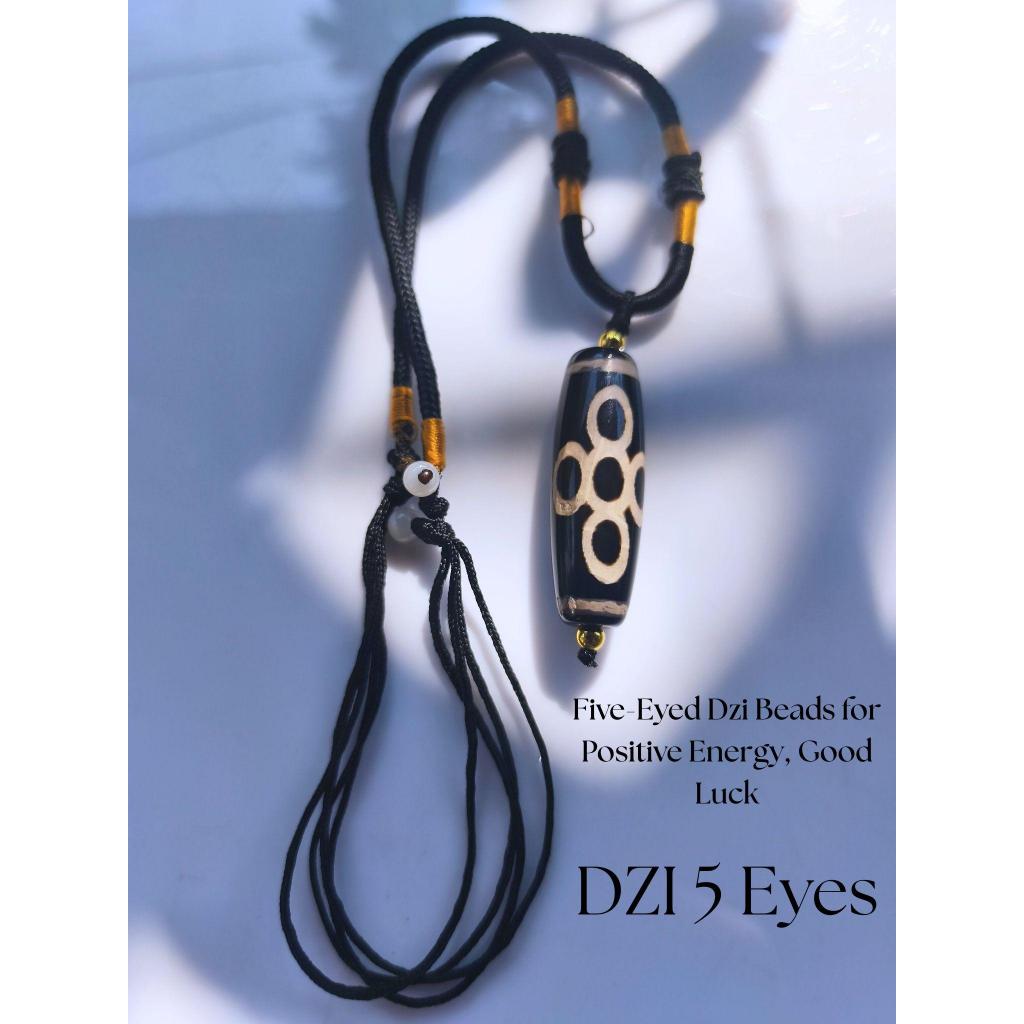 Kalung Dzi Beads 5 Eyes – Liontin Etnik Tibet untuk Koleksi & Gaya Unik