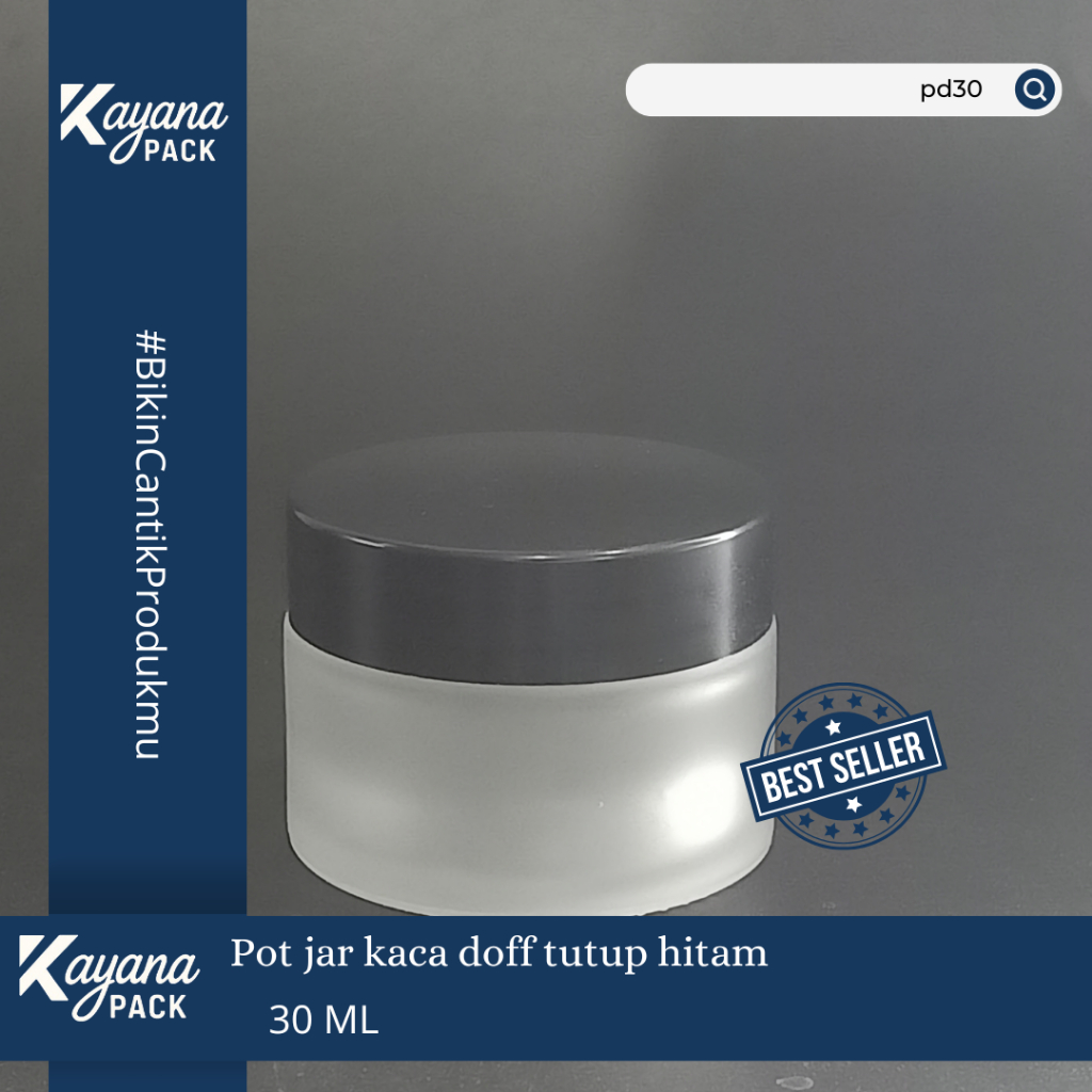 Pot Cream Kaca Dof Frosted 30 ml / Pot Jar Hitam Murah Berkualitas