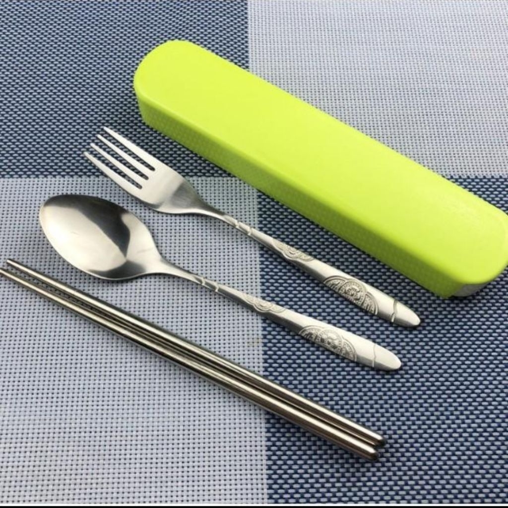 Sendok travel / sendok set box / sendok garpu sumpit / sendok ada kotaknya / sendok traveling