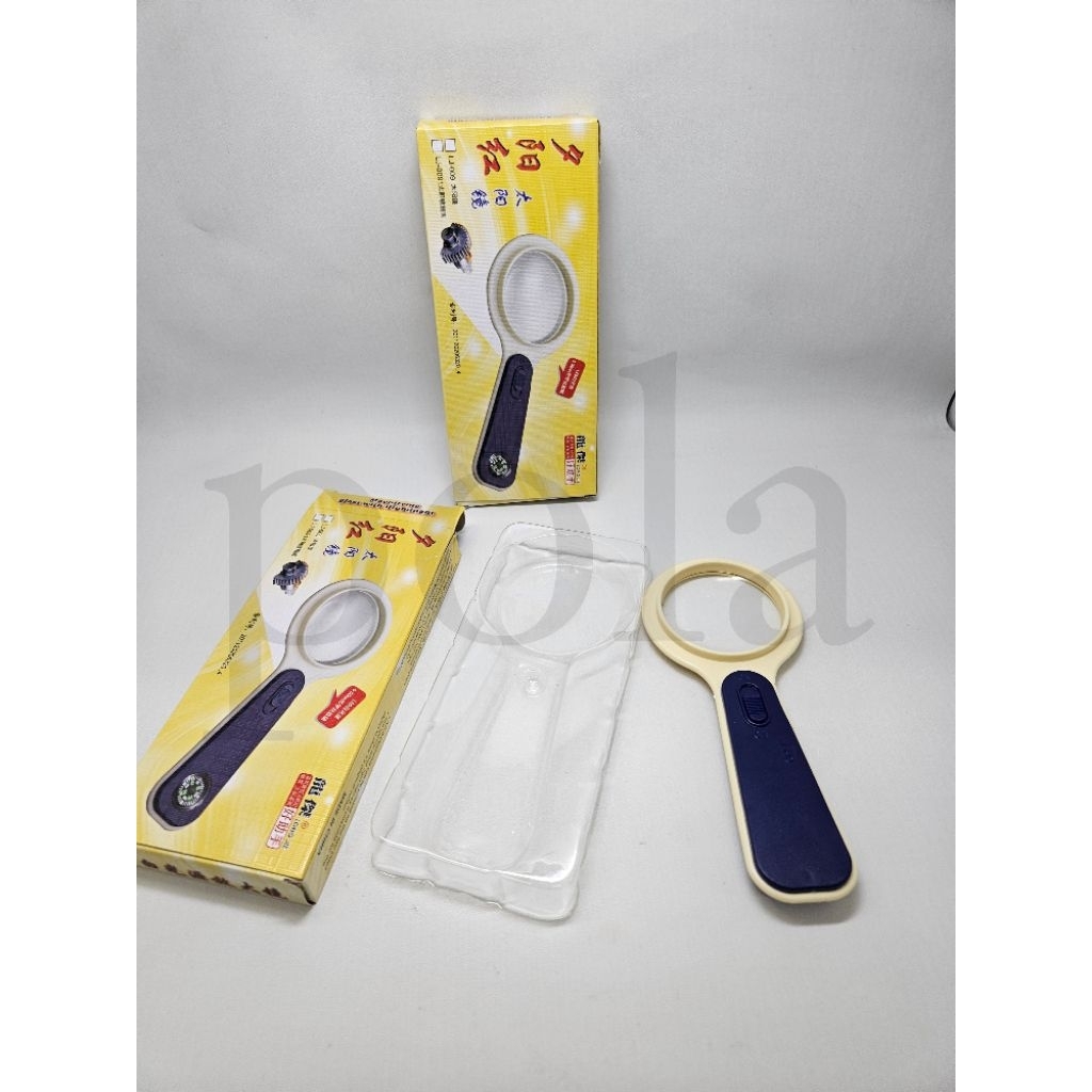 

kaca pembesar raket + lampu long jie