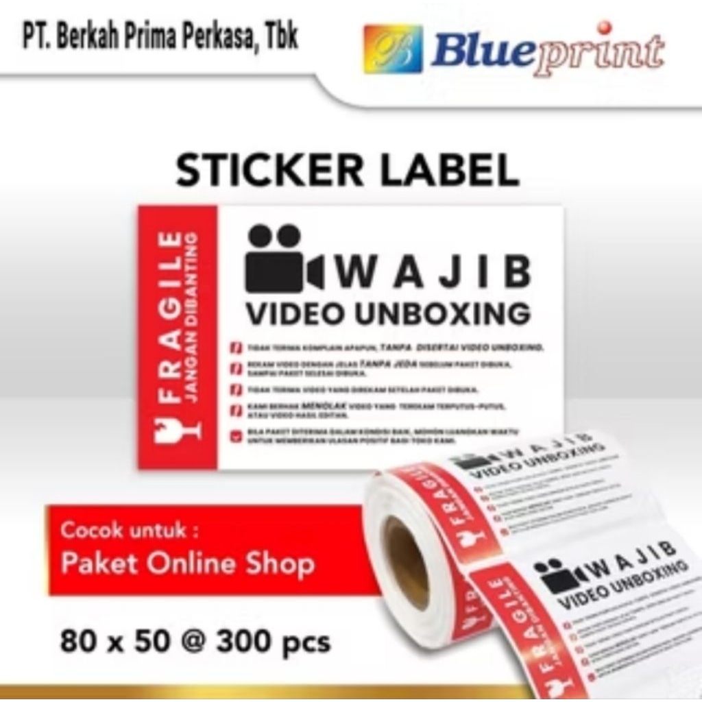 

BLUEPRINT STICKER LABEL UNBOXING FRAGILE 80x50 300pcs