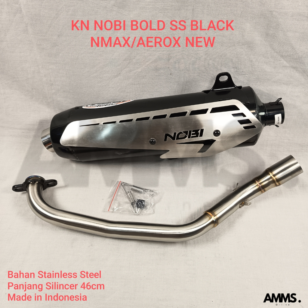 KNALPOT NOBI BOLD  STAINLESS STEEL BLACK NMAX NEW/AEROX NEW