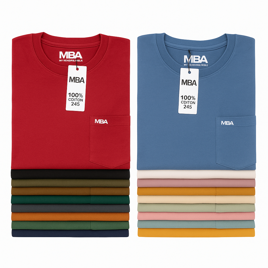 VALUE PACK MBA MY BLANK APPAREL Kaos Pocket Saku Polos Unisex 100% Premium Cotton 24s