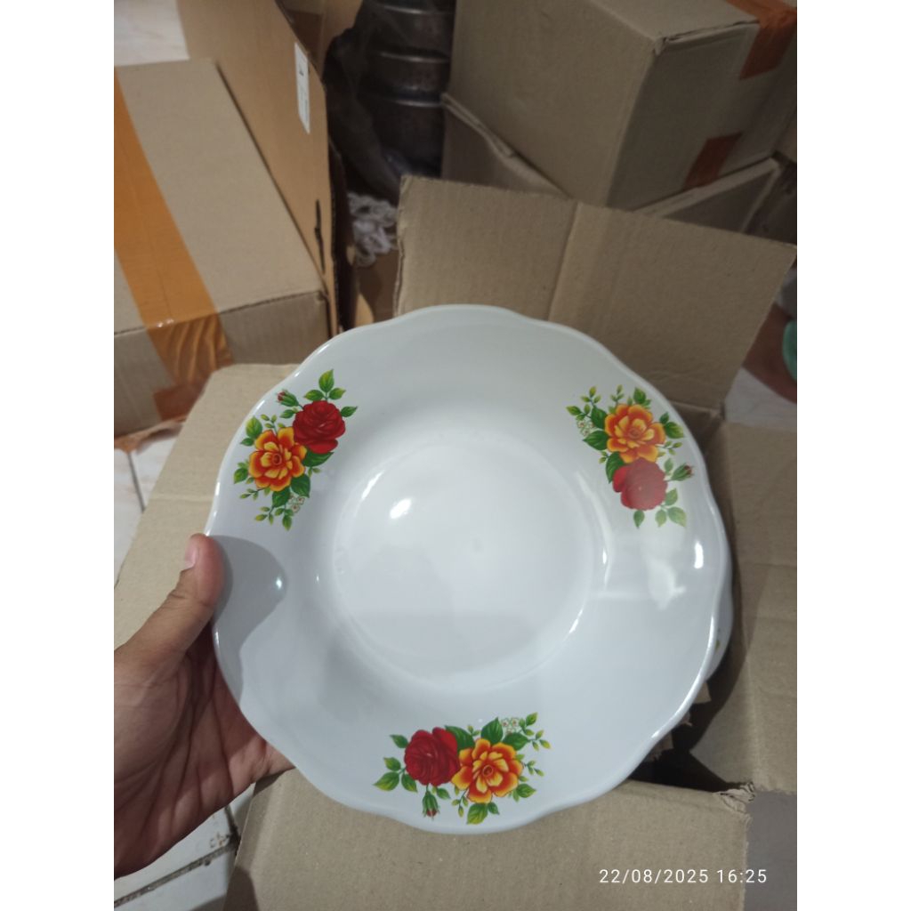 1 lusin piring keramik motif bunga
