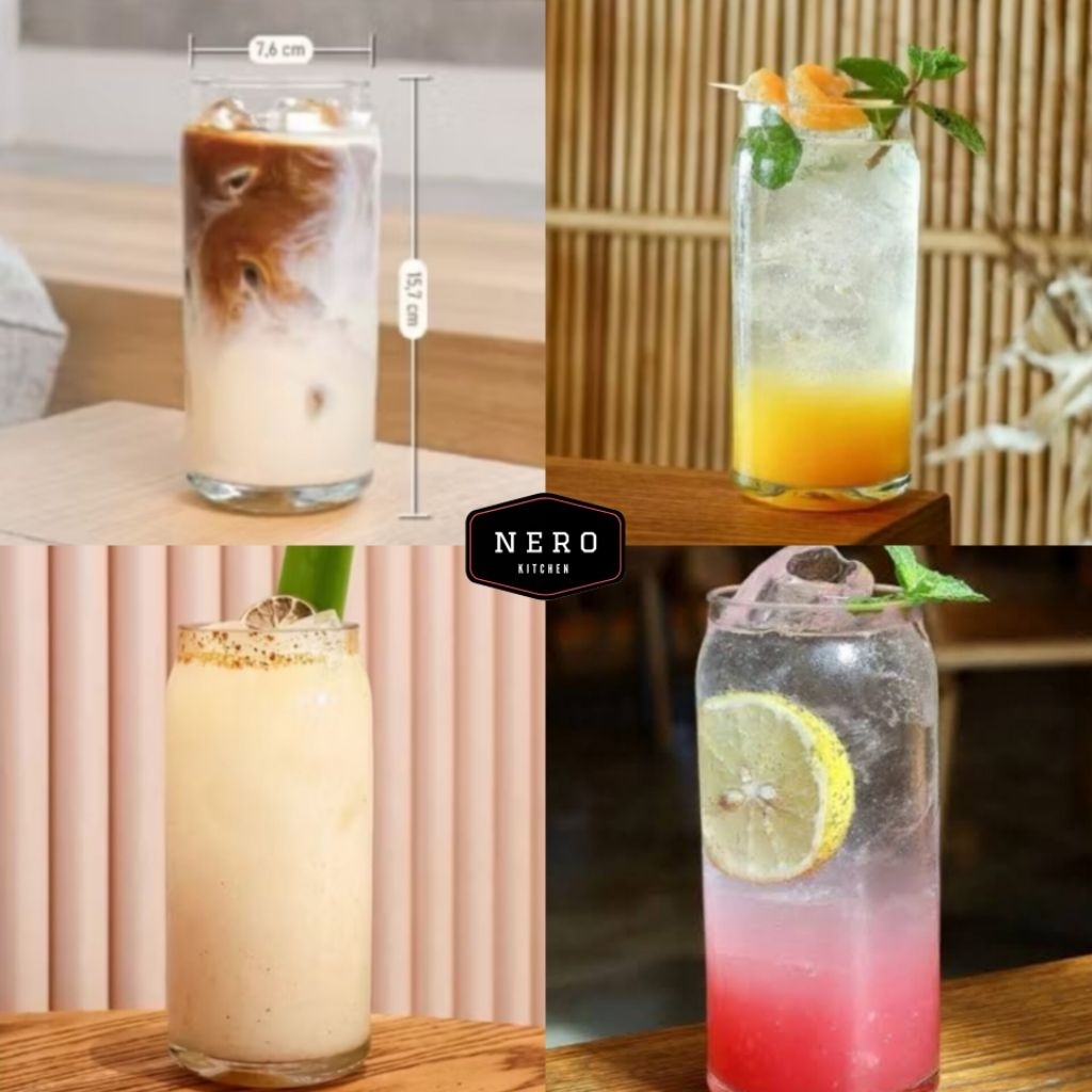 Gelas Can BIG 550ml Kaca / Gelas bentuk Kaleng Besar Gelas Aesthetic / Gelas Estetik / Gelas Beer Ca