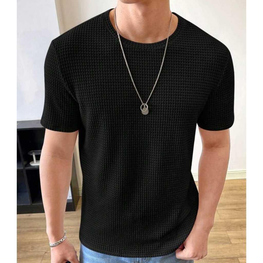 Kaos Pria Polos Waffle Premium / kaos lengan pendek merk uniqlo / kaos lengan pendek uniqlo grosir