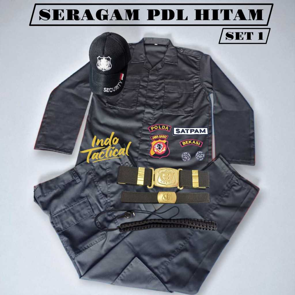 Baju Seragam PDL Hitam, PDL Satpam PDL Brimob Pakaian Dinas Lapangan Security PDL Satpam Hitam