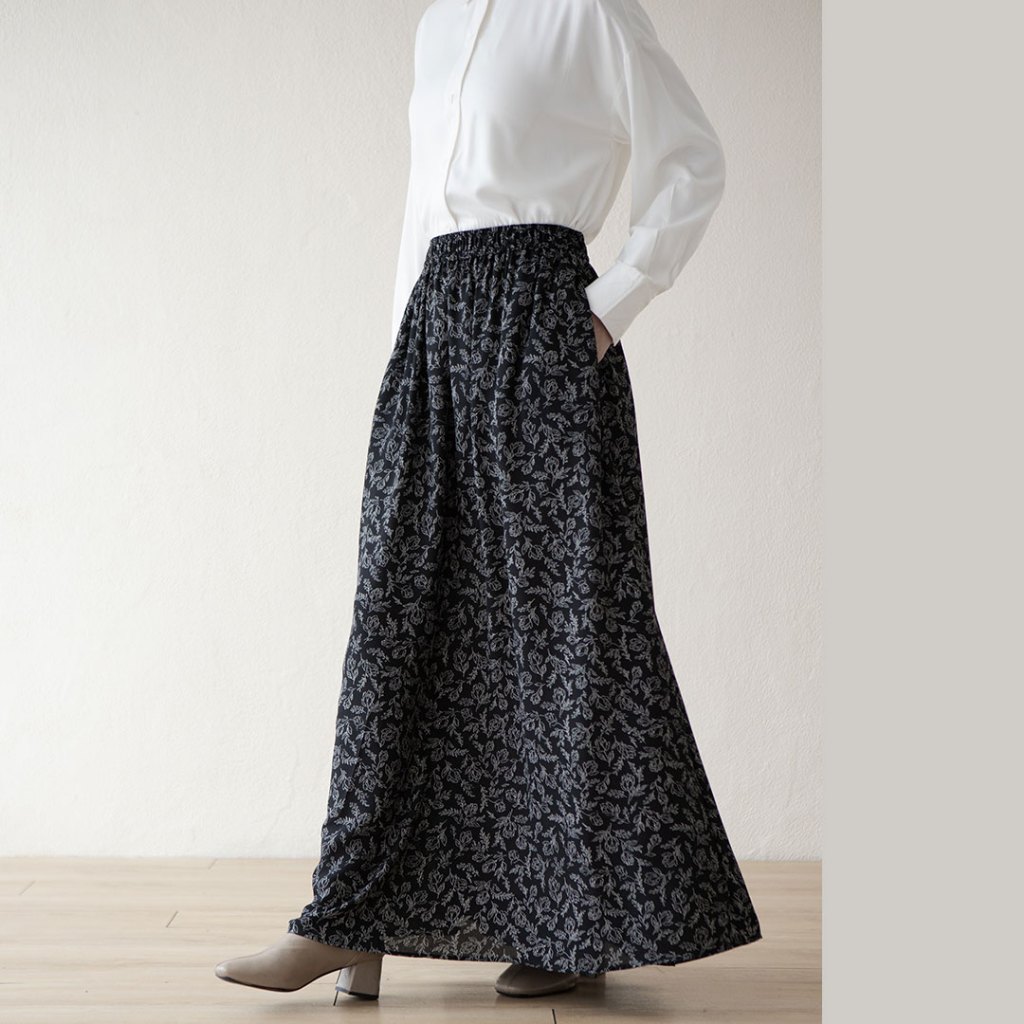 Lavanya Skirt by Aska Label - Rok wanita flowy motif bunga dan pinggang karet