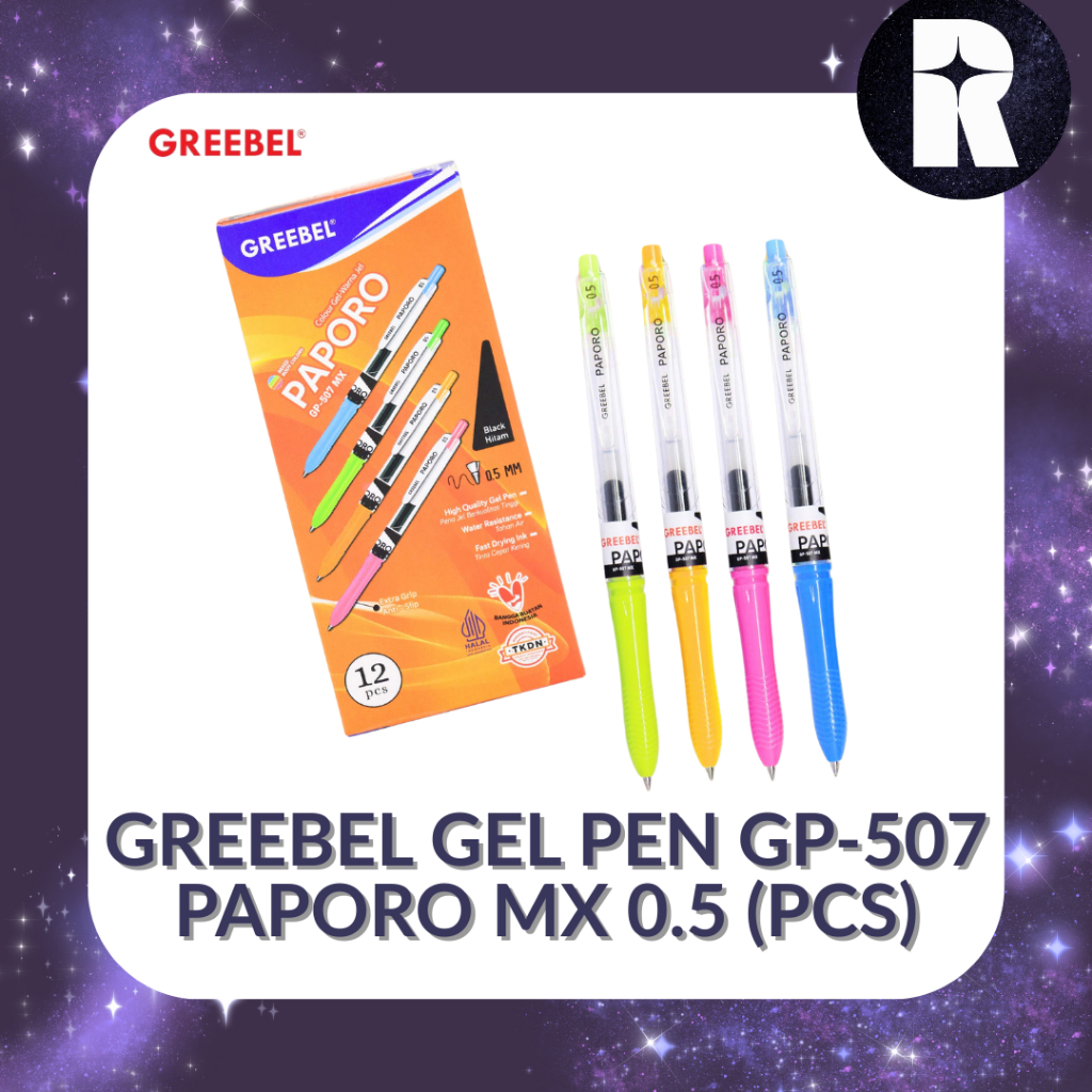 

PULPEN HITAM GREEBEL GEL PEN GP-507 PAPORO MX 0.5 (PCS)