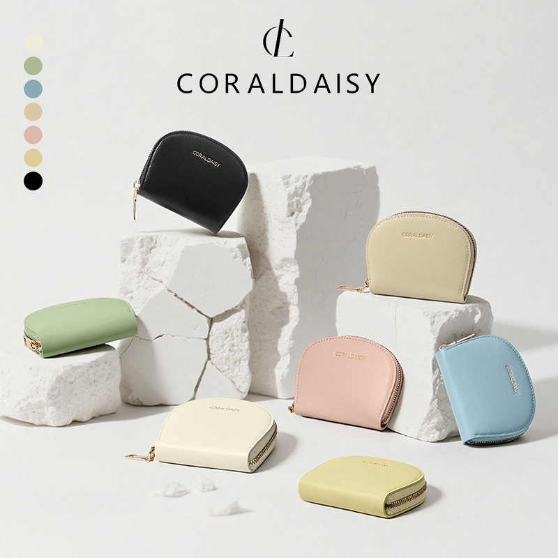 CORALDAISY Tas Wanita 2026 Terbaru Card Holder Fashion Setengah Bulat Ritsleting Dompet Tempat Kartu