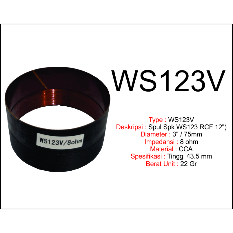 VOICE COIL, SPUL SPEAKER 12" 123V