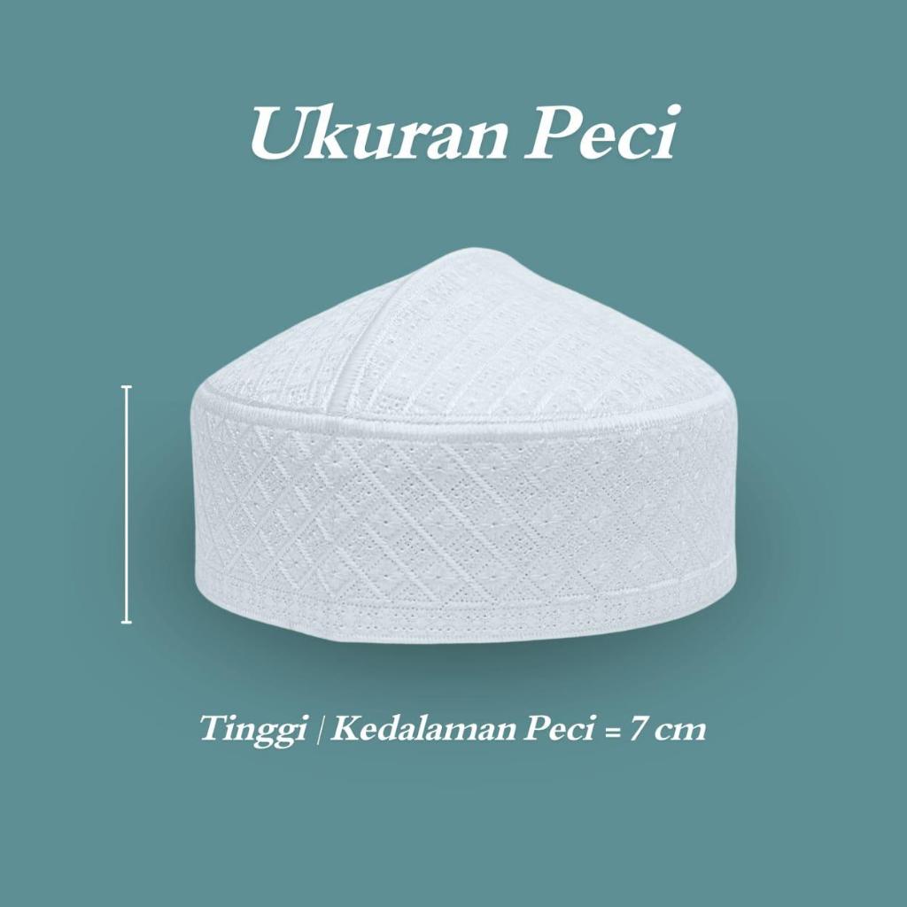 Peci Kopiah pakistan bordir original putih alat sholat untuk anak dan pria dewasa