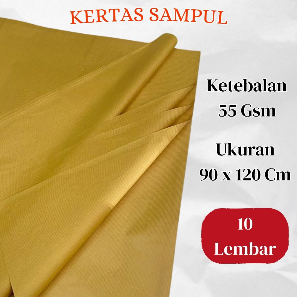 

KERTAS SAMPUL COKLAT 55 GSM UKURAN PLANO ( 90 X 120 CM ), 10 LEMBAR