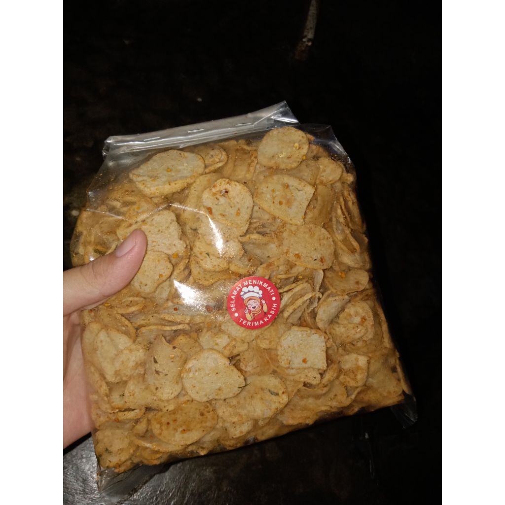 

Kripik basreng pedes daun jeruk dan orijinal daun jeruk kemasan 500grm