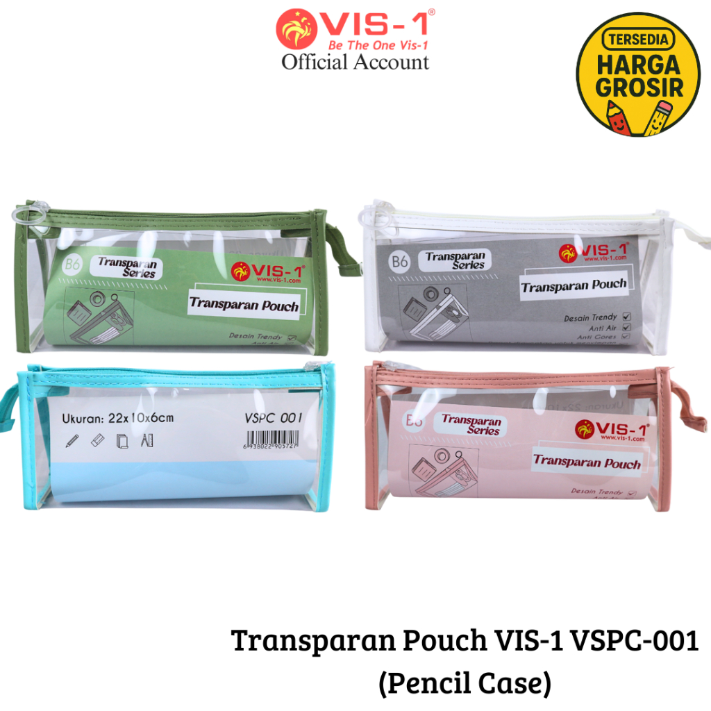 

VIS-1 Transparan Pouch kode VSPC-001 / Pencil Case / Tepak Pensil / Kotal Pensil