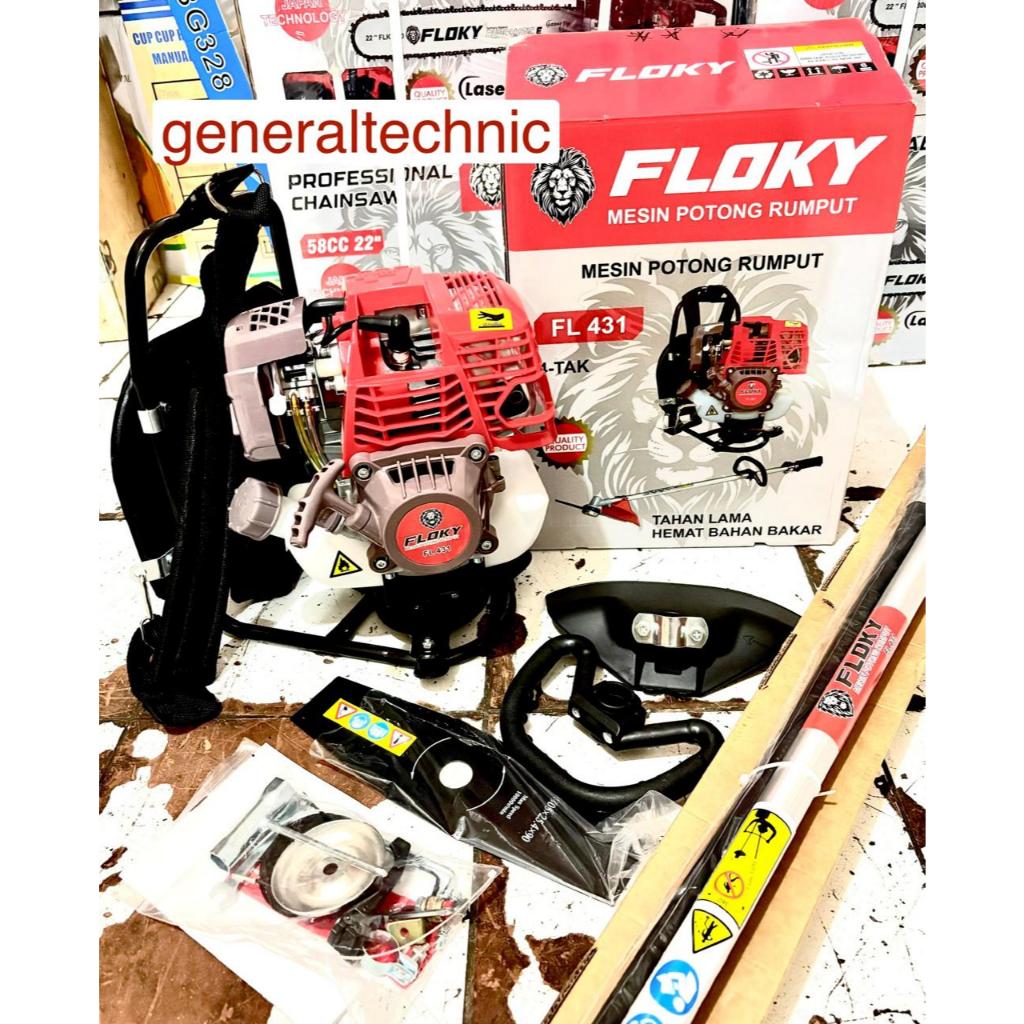 Mesin Potong Rumput 4Tak BG431 Floky FL-431 Brush Cutter BG431 Lengkap Mesin Potong Rumput Floky 4T