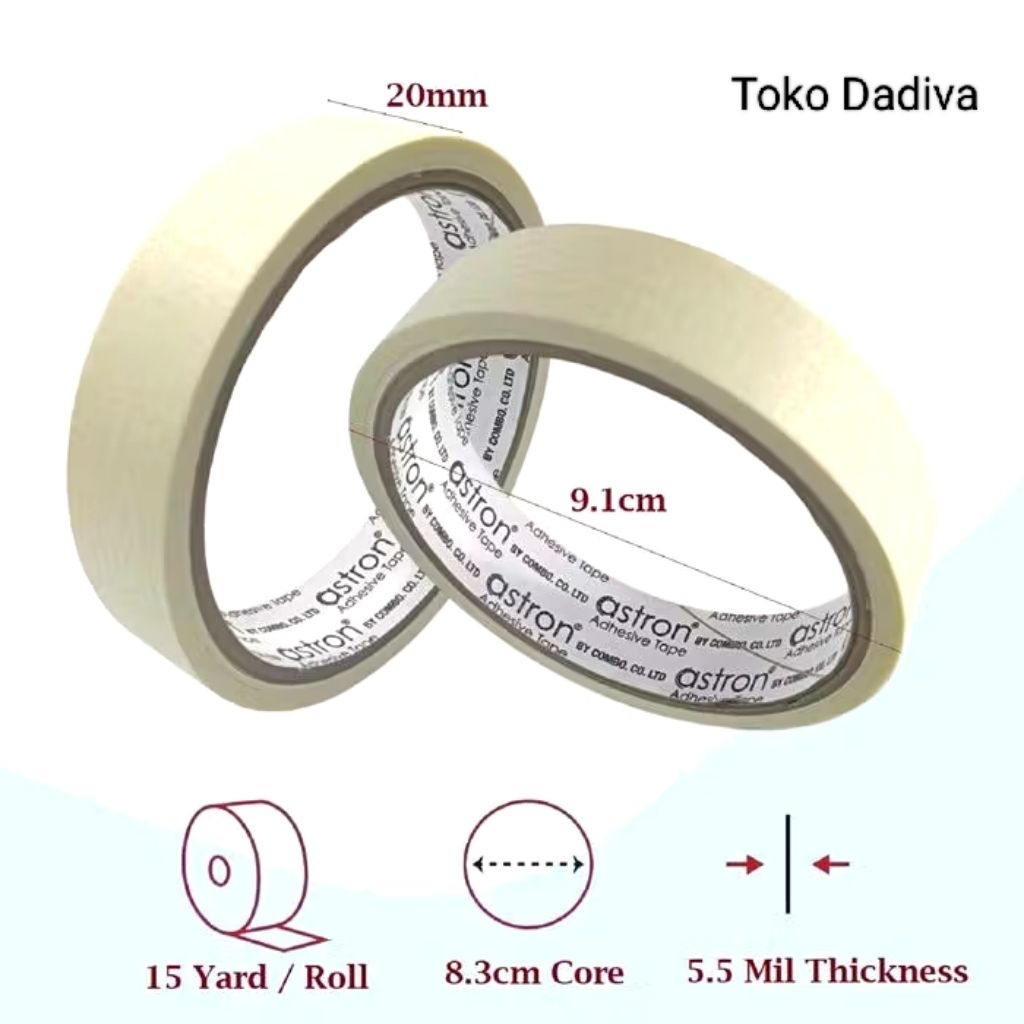 Lakban Kertas 1 Inch / Masking Tape 1" Astron / Selotip Kertas / Lakban Nge Cat Dinding
