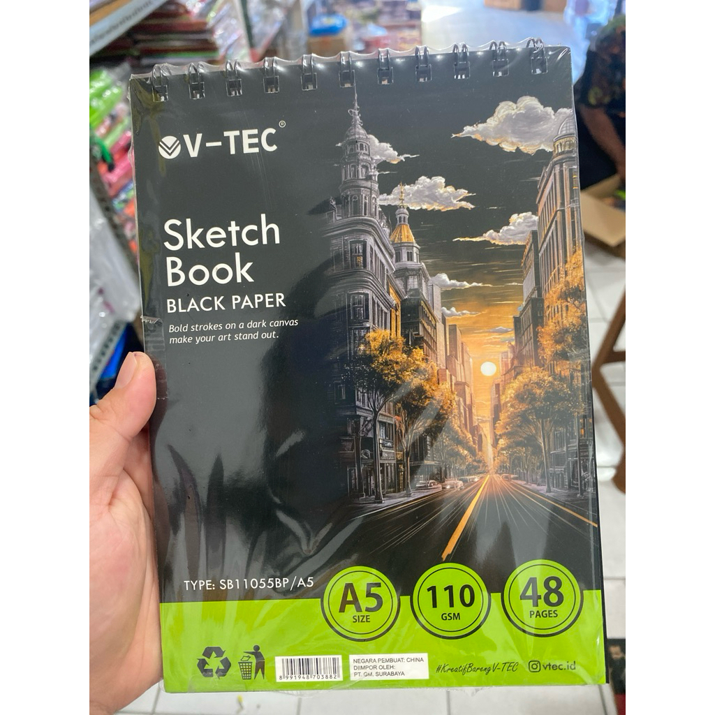

V-Tec Sketch Book 110 Gsm 48 Sheet Black Paper Kertas Hitam