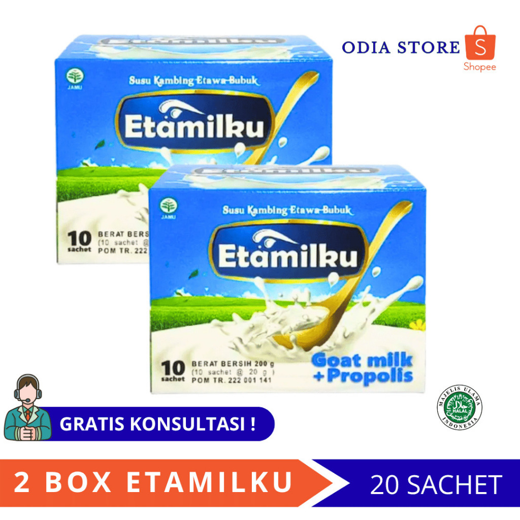 

PAKET HEMAT 2 BOX ETAMILKU Susu Kambing Etawa Bubuk Plus Propolis Untuk Kesehatan Tulang Sendi