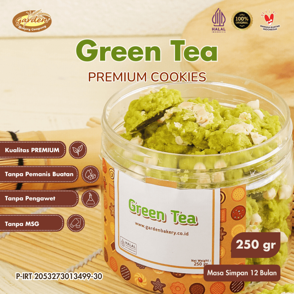 

[PROMO MERDEKA] Garden Bakery - Greentea Premium Cookies 250gr Kue Kering Cemilan Makanan Lebaran