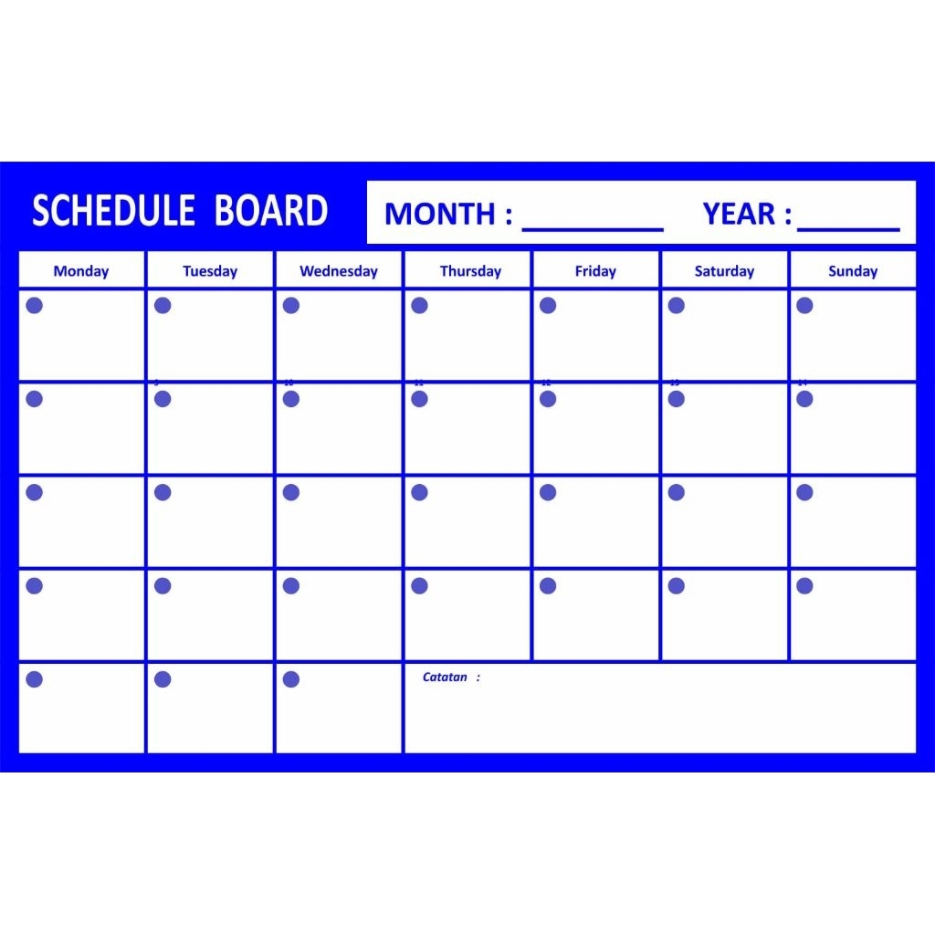 

SCHEDULE BOARD ,Monthly Planner Board, 32x48cm, Papan Tulis Kalender, Papan Jadwal