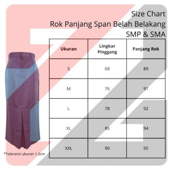 Rok Seragam Sekolah SMP - SMA Rok Span Belah Belakang Warna Abu-abu Hitam Putih Navy Coklat