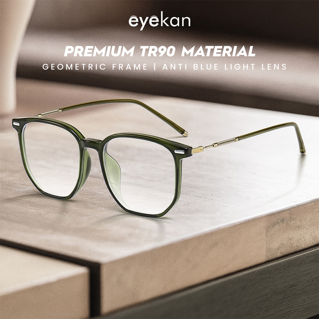 EYEKAN Kacamata Anti Radiasi Minus Anti bluelight Photocromic Bluecromic Bahan TR90 Ringan Frame Geo