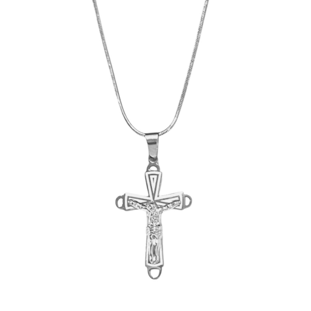 Kalung Salib Lancip 3cm Titanium P35/5 - Kalung Salib Titanium - Kalung Liontin Salib - Liontin Sali