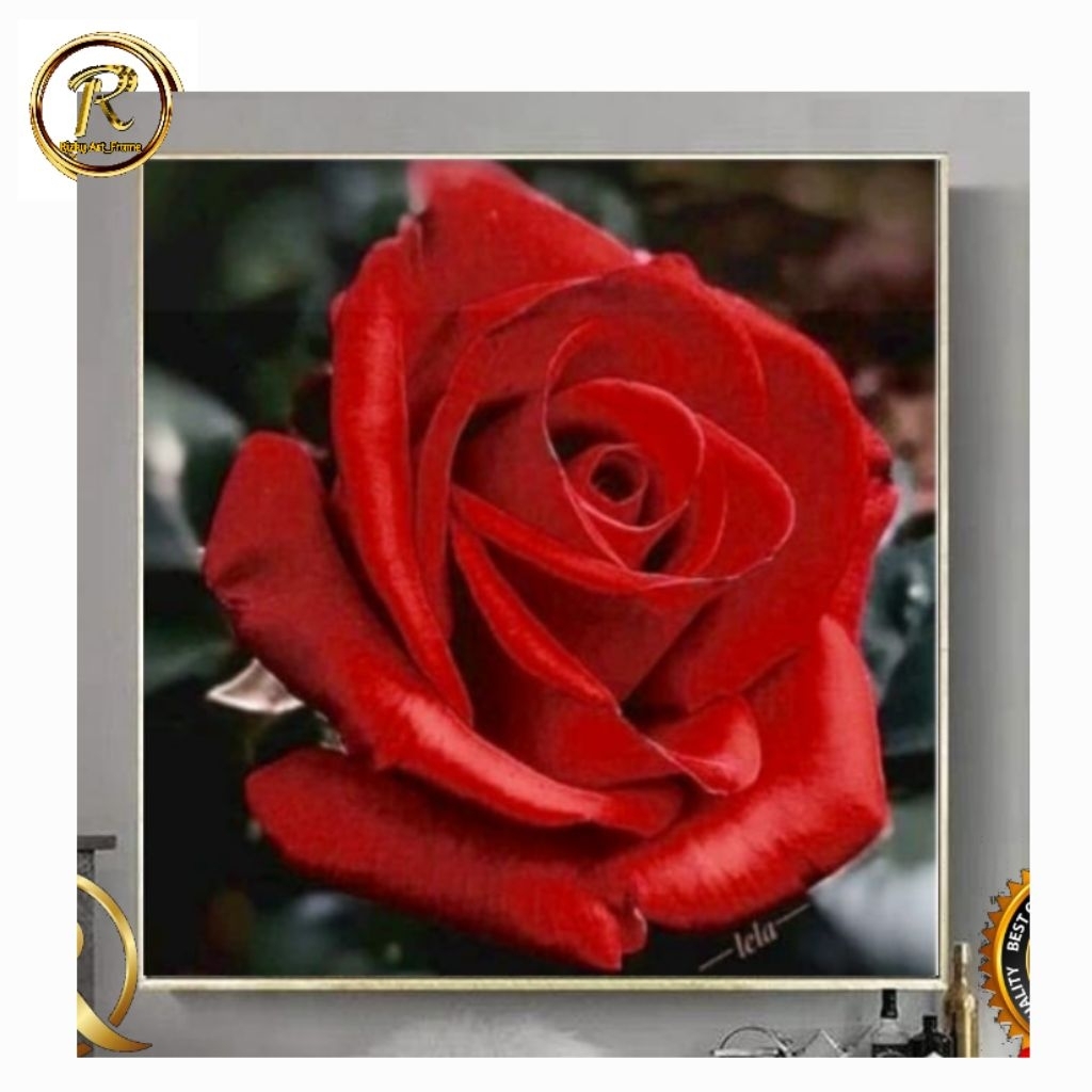 Lukisan Bunga Mawar Merah Cantik Plus Frame