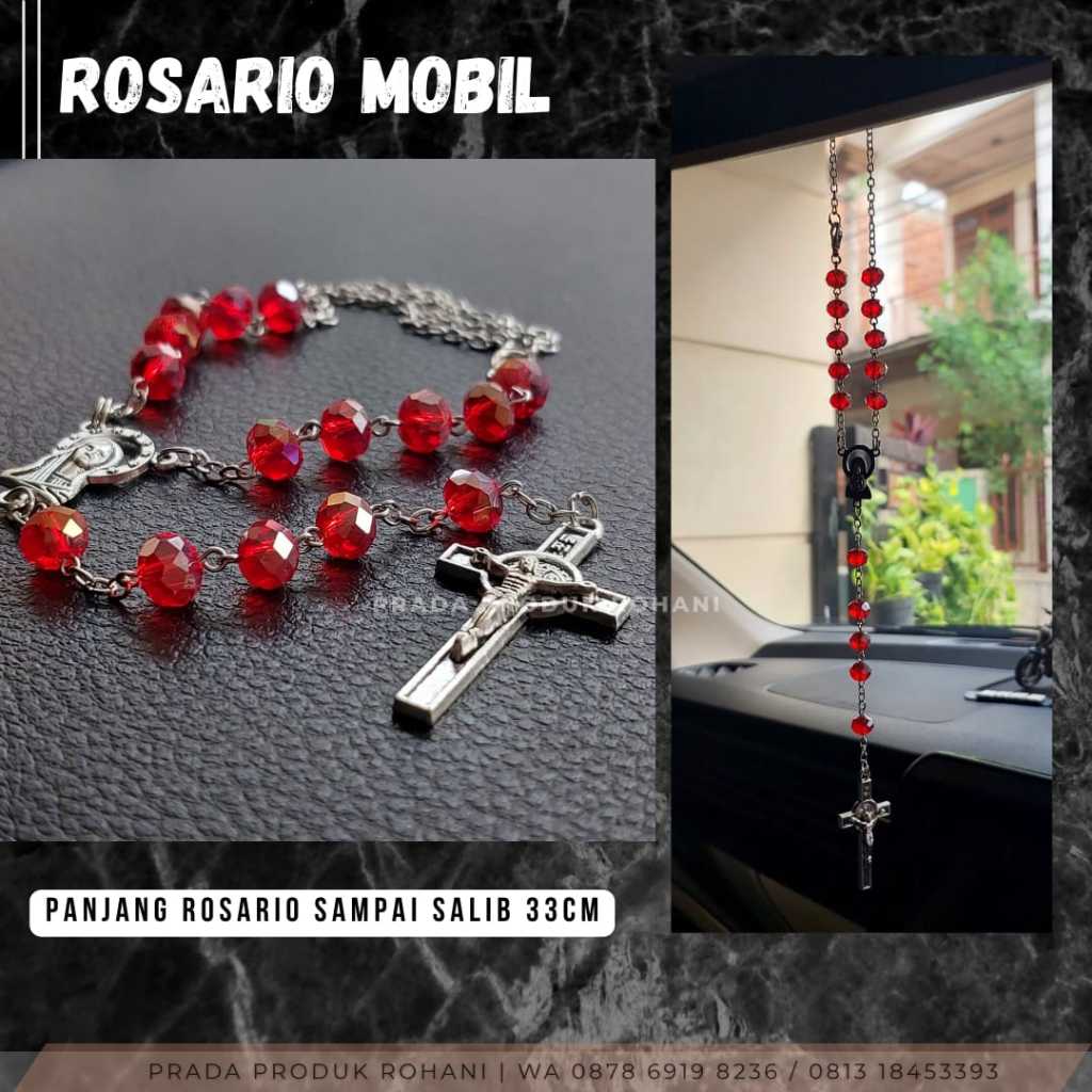 Gantungan Spion Mobil Rosario | Aksesories Rosario Mobil | Rosario mobil Crystal 8mm