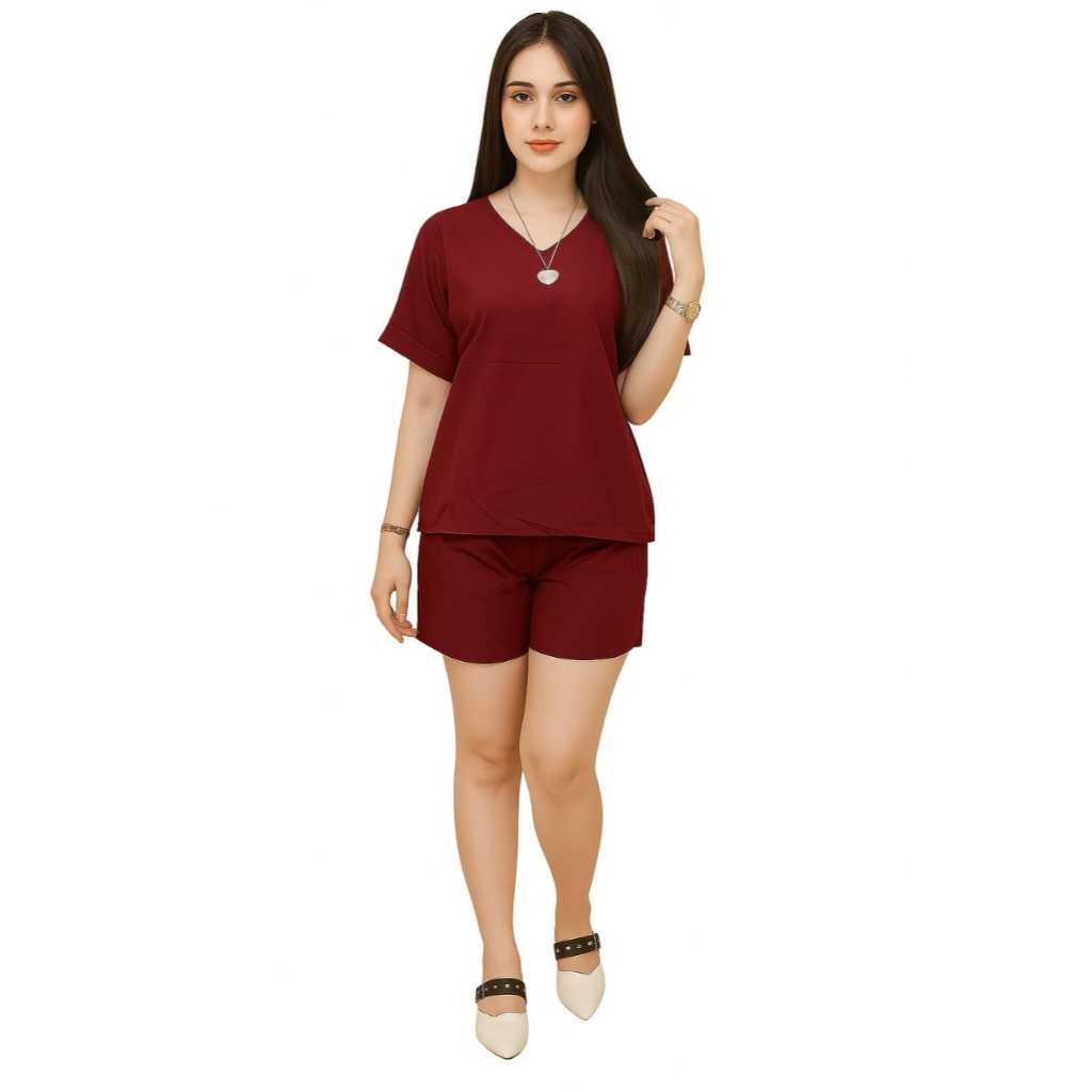 Terlaris...Setelan Pendek Polos/ One set Baju Bali Wanita Polos Celana Pendek bahan katun premium