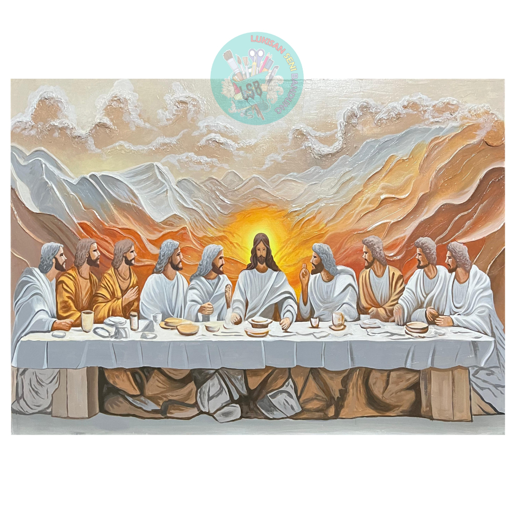 Lukisan Seni Bandung Lukisan Perjamuan Kudus Lukisan Tuha Yesus Lukisan Tuhan Jesus Texture Handmade