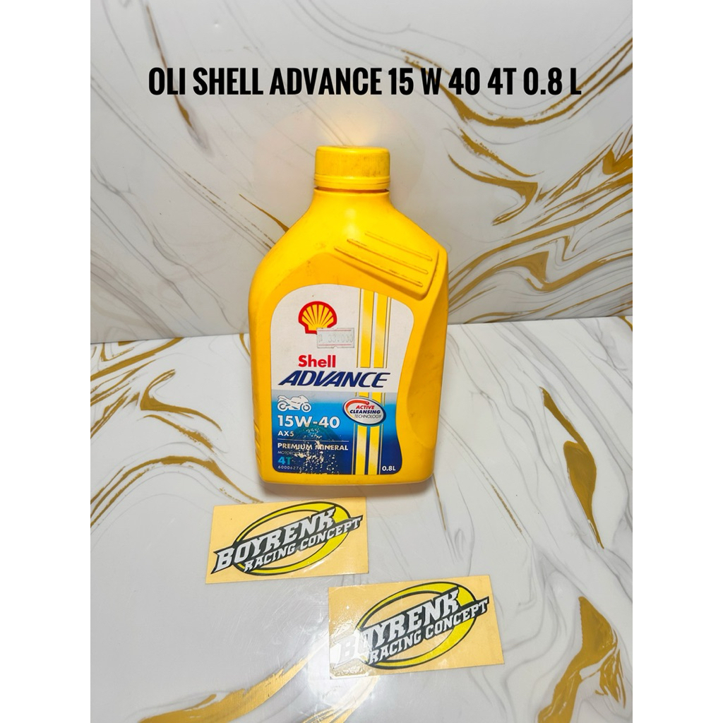 OLI SHELL ADVANCE AX5 15W-40 OLI SHELL A5X OLI SHELL MOTOR SPORT 4TAK 1 LITER  ORIGINAL - BOYRENK RA