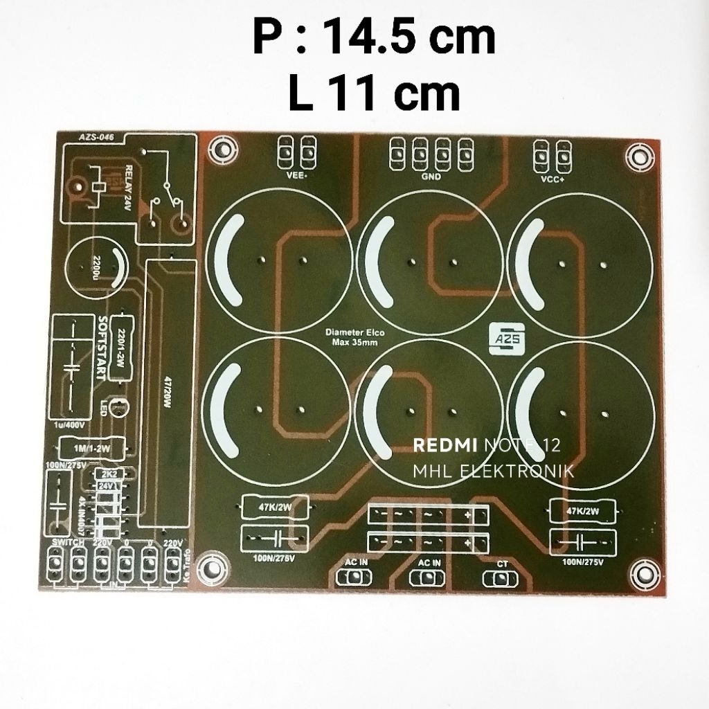 PCB PSU 6 ELCO PLUS AUTO SOFTSTART 6 ELCO CAPASITOR + SOFTSTART