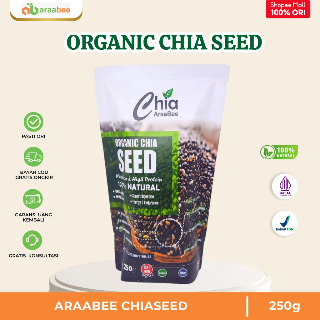 

Araabee Chia Seed Premium Organik Original 250g Untuk Diet Kesehatan