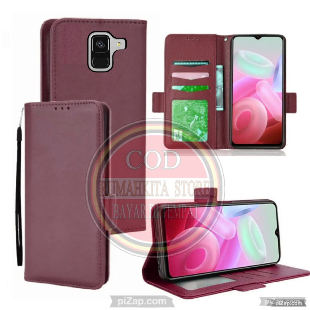 CASE HP SAMSUNG GALAXY A8 2018 - CASING DOMPET-FLIP COVER LEATHER-SARUNG HP