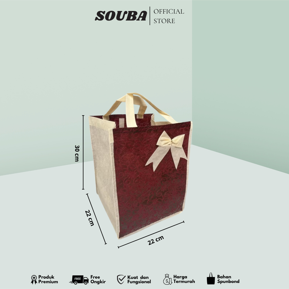 

Tas Spundbond Embos Pita - Ukuran 22x22x30cm / Tas Kain Hajatan Spunbond / Tas Souvenir (12pcs)